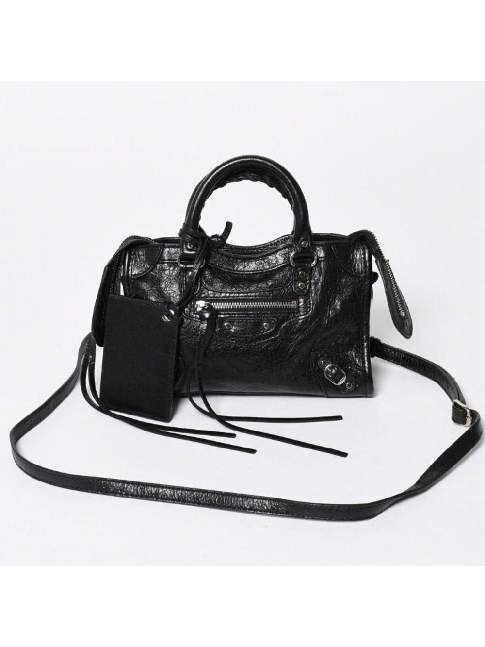 Balenciaga Le City Mini le 2-Way Shoulder Bag Black Silver